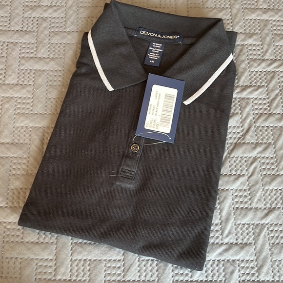 NWT Devon & Jones : Black/Grey Polo - Large - Picture 2 of 4